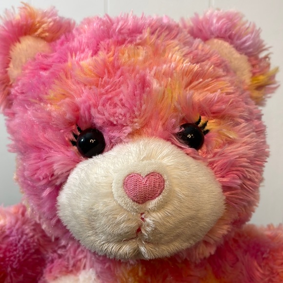 Build A Bear Endless Hugs Bright Pink Yellow Tie Dye Stuffed Animal Toy BAB 17" - Picture 3 of 13